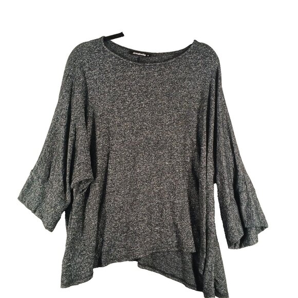 ANNABELLE Women Oversized Sweater Size SMALL(4-6) Pullover Black Gray Knit Rayon - Picture 1 of 10